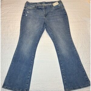 New ANA Flared Jeans Med Wash Denim Women Plus 20W High Rise Distressed Capsule
